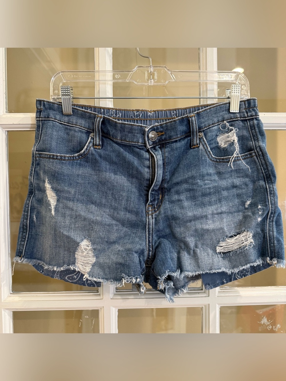 Aerie Daydreamer Distressed Jean Shorts Distressed Raw Hem Medium